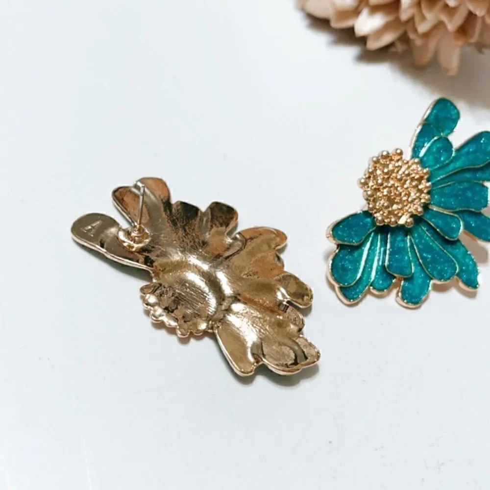 Flower statement earrings M249 - Picture 4 of 5